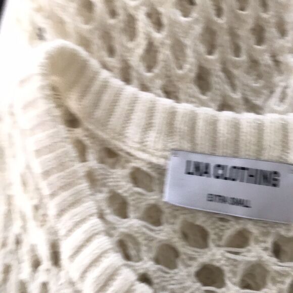 LNA Clothing Cream Open Knit Crochet Sleeveless Sheer Long Maxi Dress XS - Picture 7 of 7